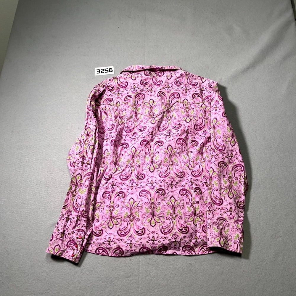 Panhandle Slim Western Shirt Womens 2XL Pink Paisley Long Sleeve Pearl Snap - Picture 2 of 7